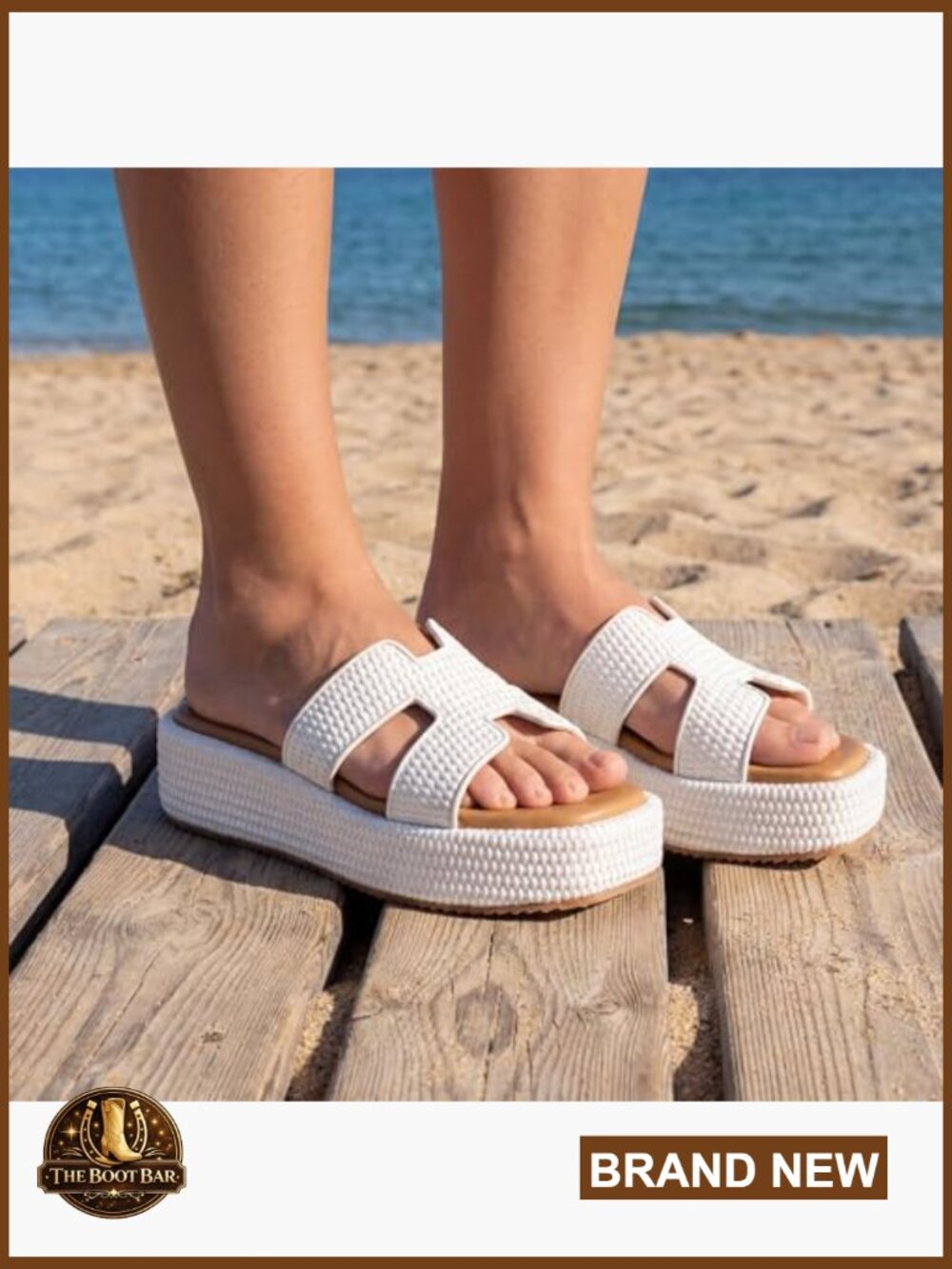 Women's Raffia Woven Platform Sandals Memory Foam Slip-On Summer - Picture 3 of 7